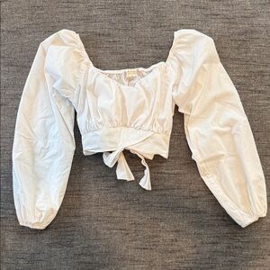 Altar’d State Elegant White Puff Sleeve Top